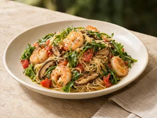 Illustrative Capellini Olive & Oak Shrimp