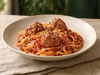 Illustrative Linguine & Meatballs