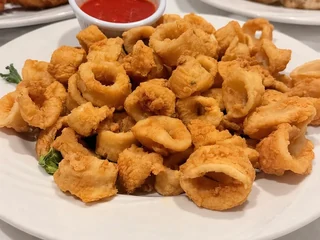 Olive & Oak's fried calamari with red dipping sauce