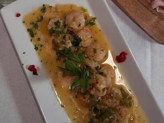 Olive & Oak's shrimp scampi in golden sauce with herbs